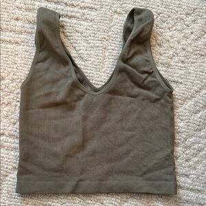Olive Green Ribbed Tank Top